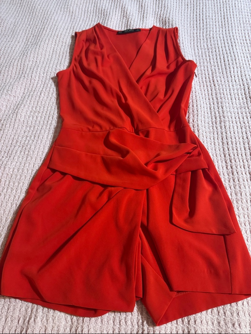 Zara Basic COLLECTION Bright Red Sleeveless Faux-Wrap Mini Dress XS